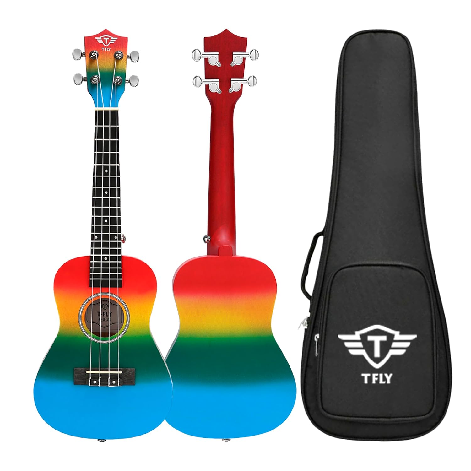 T Fly TFU 24 Concert Colourful Ukulele, Rainbow, 24-inch